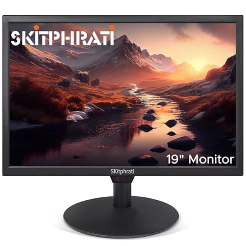 SKitphrati 19 Inch HD (1440 x 900) PC Monitor, Computer Monitor with HDMI VGA AV BNC USB Ports, 60Hz, 5Ms, VESA, Build-in Speakers, LED Display for Laptops and Desktops Office Home