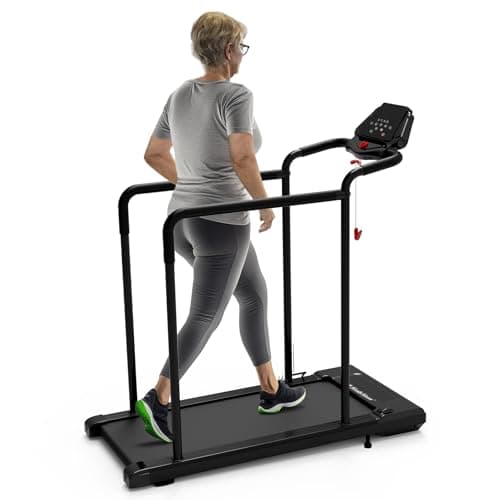 Fitness Walking Pad Treadmill for Senior with Long Handrail for Balance,Rehabilitation Exercise Treadmills with Stable and Safe Structural Design,Remote Control, 265 Lbs Capacity, Holder for Phone