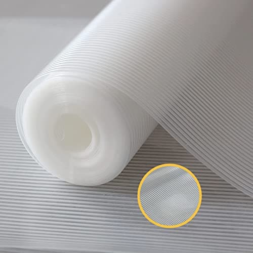 FEXIA Shelf Liners for Kitchen Cabinets, Shelf Liner, Drawer Liner, 12 Inch x 25 FT(300 Inch), Cabinet Liner Non Adhesive, Refrigerator Liners, Washable Oil-Proof Fridge Pads Shelves Drawer (Clear)