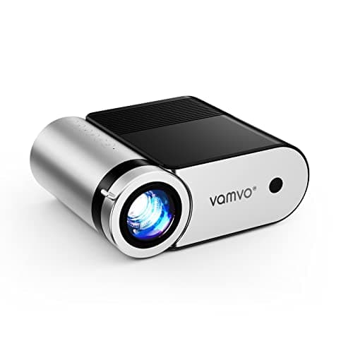 vamvo Mini Projector Portable VideoProjector Support 1080P 200" Mini HD Movie Projector, Outdoor Projectors with Stylish streamlined Design, Compatible with phone/ Tablet/ Laptop/ TV Stick/ PS4 etc.