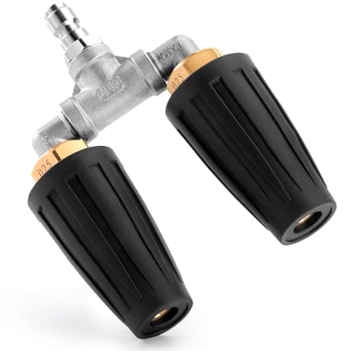 360° Dual Turbo Nozzle Pressure Washer, Max. 4000 PSI Rotating Power Washer Tips with 1/4” Quick Connect 2.5 Orifice Twin Turbo Nozzle for Garden Car Vinyl Surface Courtyard Driveway (4.0-6.0 GPM)