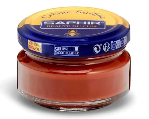 Saphir Creme Surfine Pommadier Shoe Polish - Beeswax Cream for Leather Products - Cognac Brown