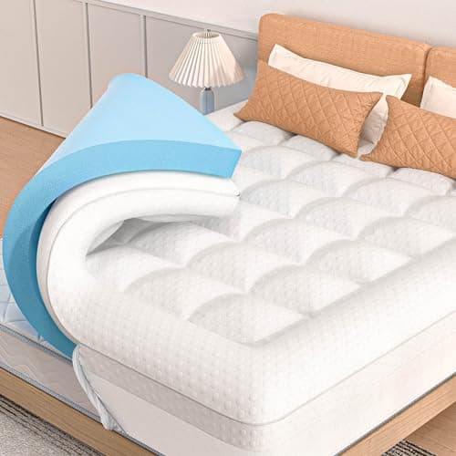 AprLeaf Pillow Top Mattress Topper TwinXL Size, 3 Inch Dual Layer Mattress Topper, 1 Inch Cooling Pillow Topper and 2 Inch Gel Memory Foam Mattress Topper for Back Pain