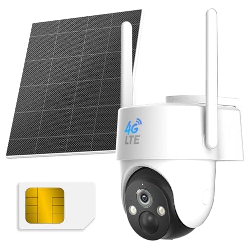 Rraycom 4G LTE Cellular Security Camera Wireless Outdoor, No WiFi Solar Powered Camera,360° Live View, 2K Color Night Vision, PIR Motion Sensor, 2 Way Talk, Includes SIM Card,Waterproof,Works w/Alexa