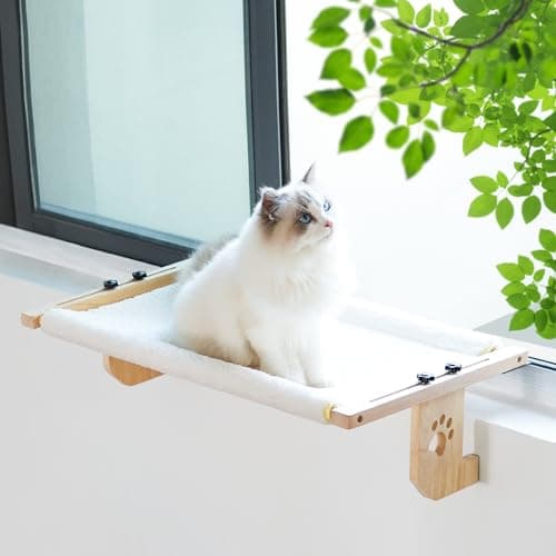Cat Window Perch - Sturdy Hammock Seat for Large Cats, Easy-to-Install and Removable for Cleaning - Damage-Free Mount, Medium & Large Sizes