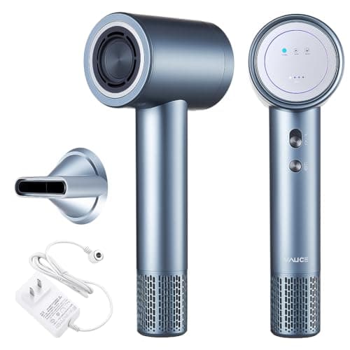 YALICE Cordless Hair Dryer Rechargeable with Digital Screen, 15000mAh Travel Hair Dryer with Magnetic Nozzle, 4 Mode Portable Hair Blow Dryers for Women Kids Outdoor Camping Beaches (Silver)