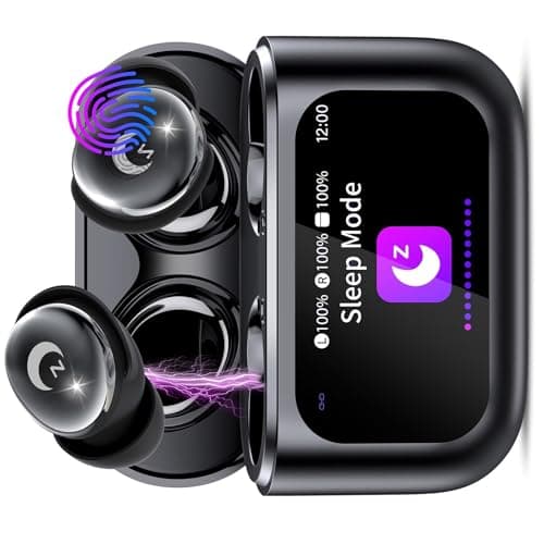 VEKJ Sleep Earbuds Bluetooth 5.4 in Ear Light-Weight Headphones, 48H Smart Touch Screen Ear Buds, Mini Sleep Headphones Small Design for Side Sleepers, Clear Calls Earphones, 5 EQ Modes, IPX7, Black