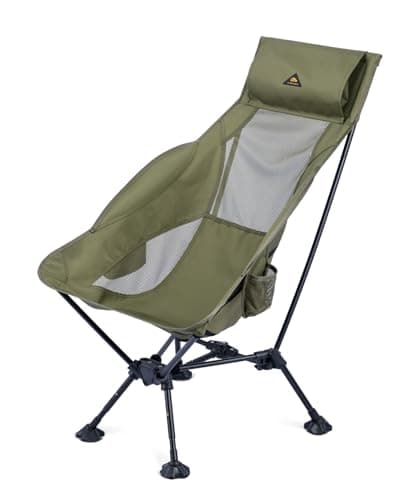 iClimb Ultralight Compact Camping Folding Beach Chair with Anti-Sinking Large Feet (Green - Triangular Frame High Back)