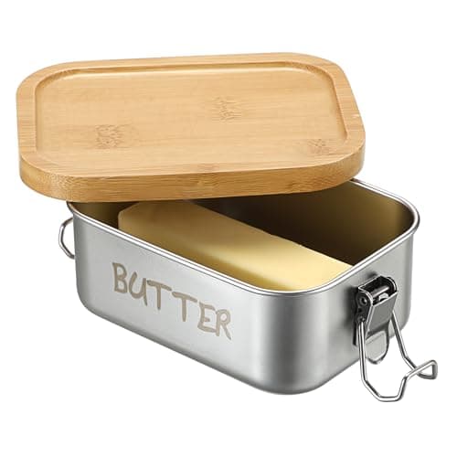 BSTKEY Stainless Steel Butter Dish with Lid for Countertop, Butter Holder with Silicone Sealing for Kitchen, Food Container for Picnic, Unbreakable Butter Keeper, Holds 1 Stick East Coast Butter