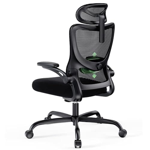 Marsail Ergonomic Office Chair with Headrest Mesh Office Computer Desk Chair with Adjustable Lumbar Support Rolling Work Swivel Task Chairs with Wheel 3D Armrests