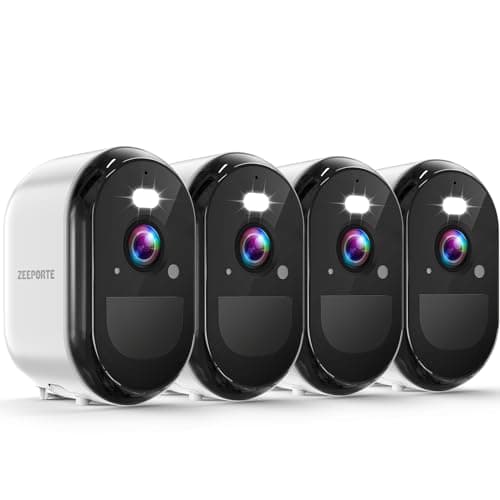 2K Security Cameras Wireless Outdoor, WiFi Battery Powered Indoor Camera for Home Security with AI Motion Detection, Spotlight, 2-Way Talk, Siren, IP65, Cloud/SD Storage - 4 Pack