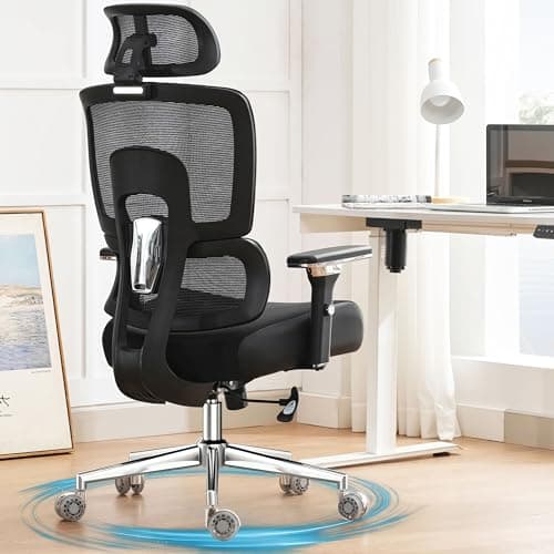 Blue Whale Ergonomic Office Chair, Modern Mesh 400LBS, High Back, Lumbar Support, 3D Headrest, 4D Armrests, Upgraded Mute Wheels