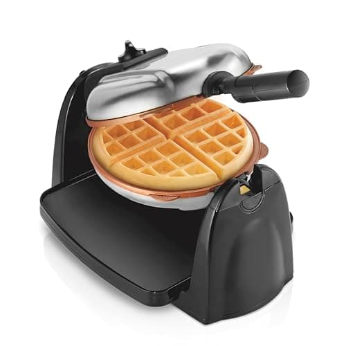 Hamilton Beach Belgian Waffle Maker with Removable PFAS-Free Durathon Nonstick Coated Plates, Easy Flip, Ceramic Grids, Black (26031)