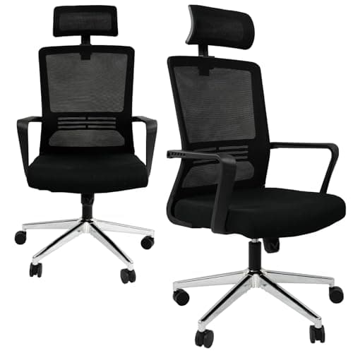 Ergonomic Office Chair,High Back Desk Chair with 3 Gear Tilting Backrest and Adjustable Headrest,400lbs Weight Capacity Integrated Metal Base with Swivel Wheels,Comfort Breathable Mesh