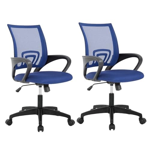 PayLessHere Home Office Chair - Adjustable Ergonomic Chair with Lumbar Support, Armrest, High Density Mesh, 360 Degree Swivel (Pack of 2, Blue)
