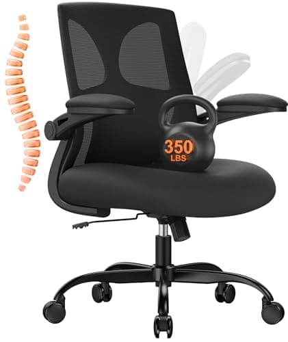 Ergonomic Office Chair 350lbs Capacity, 3.9-inche Cushion and Tall Back Breathable Mesh, Comfortable Swivel Adjustable Lumbar Support