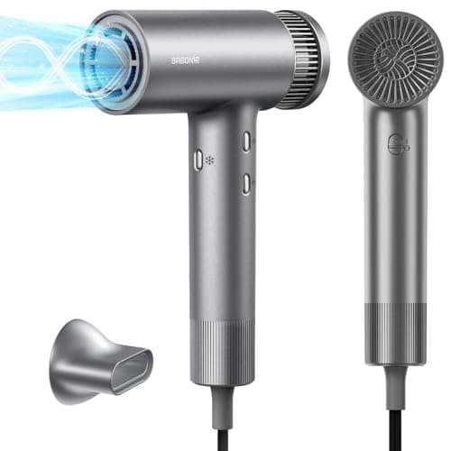 Hair Dryer, High-Speed Ionic Low Noise Blow Dryer with Brushless Motor for Fast Drying Cool-Shot Thermo-Control Hair Blow Dryer with Magnetic Nozzle for Home Travel Salon Bonus Box Included