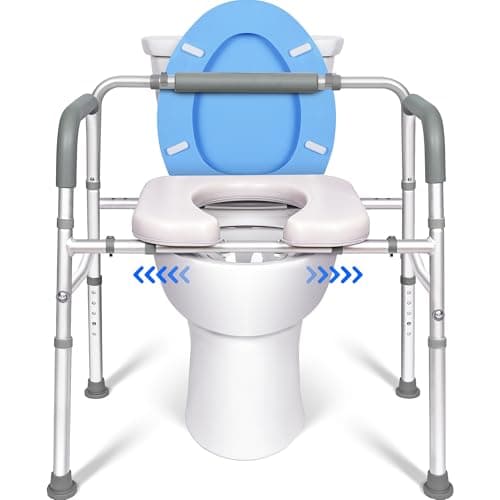 Aupokinry 3 in 1 Commode Chair for Toilet with Arms, 500 lbs Bedside Commode Chair for Toilet with Bucket 4.4Qt, Width Adjustable Bedside Commode for Seniors, 21”-25“ Extra Large Width