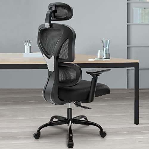 FelixKing Ergonomic Office Chair, Ergo 3D Computer Chair Breathable Mesh Desk Chair with Lumbar Support, High Back Gaming Chair with Adjustable Headrest and Armrests for Conference Room (Black)