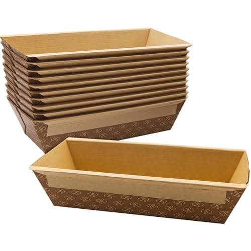 Chef-Grade Elegant 1Lb Paper Loaf Pans 10 Pk. Best Disposable Bakeable Kraft Pan Supply for Baking Bread, Small Meatloaf, Lemon Bundt Cake, Sweets for Holiday Gifts Bake Sales or Fundraiser.