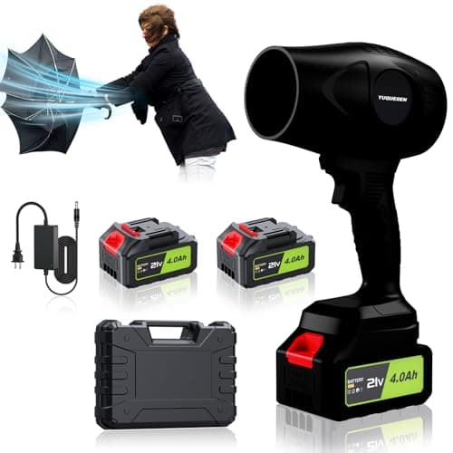 Cordless Leaf Blower - 21V Electric Handheld Leaf Blower with 2×4.0Ah Batteries & Fast Charger - Lightweight for Patio, Lawn, Yard, Deck Cleaning -