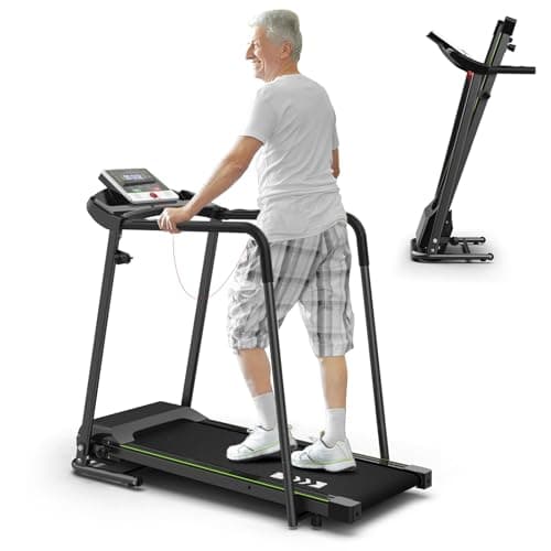 CIIHI Walking Treadmill for Seniors - Foldable Treadmill with Long Handrail and 300 Lbs Capacity - Home Recovery Fitness Exercise Machine with Large LCD Display for Elderly