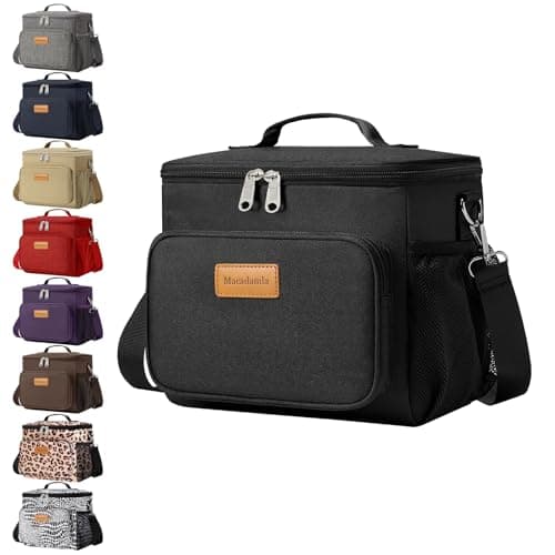 Macadamla Weinas Lunch bag for Women/Men,Insulated Lunch Cooler Bag for Adult,Collapsible Leakproof Lunch Bag with Adjustable Shoulder Strap for Work Office Picnic Beach Black S New
