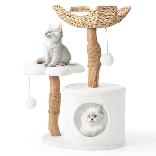 Modern Cat Tree, Wood Cat Tree Tower for Small Cats, Luxury Cat Condo with Scratching Posts and Flower Platforms, Cat Furniture by Easyego