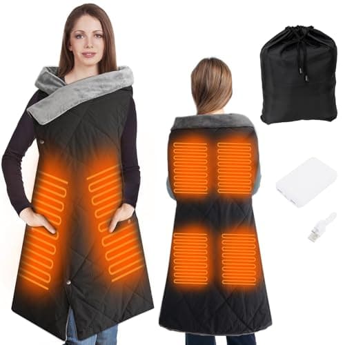 KADORVA Outdoor Heated Blanket, Battery Operated with Power Bank, Fast Heating Wearable Blanket, Cordless Portable Electric Heating Shawl for Outdoors, USB Heated Throw Blanket