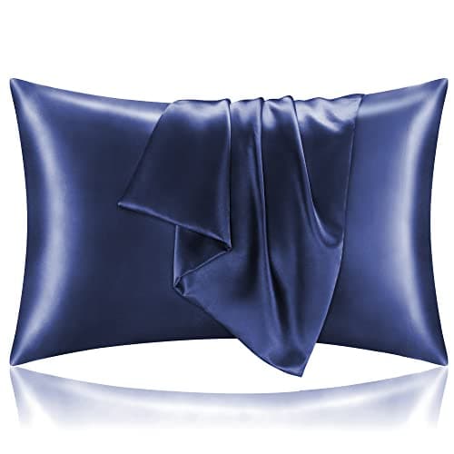 BEDELITE Satin Pillowcase for Hair and Skin, Super Soft and Cooling Similar to Silk Pillow Cases 2 Pack with Envelope Closure, Gift for Women Men(20"x26" Standard Size, Navy)