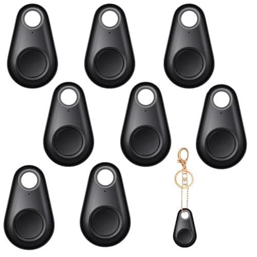 Flutesan 8 Packs Portable GPS Tracking Mobile Tracking Anti Loss Smart Device Key Finder Locator GPS Tracker Device for Pets Dog Cat Wallet Keychain Luggage, Alarm Reminder(Black)