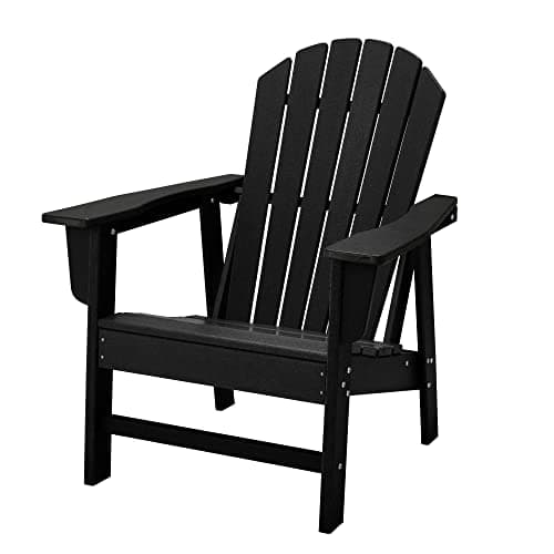 Outdoor Adirondack Chair, HDPE Plastic Patio Chairs for Fire Pits, Gardens, Decks, Seaside Weather Resistant, Waterproof, Easy to Assemble (black)