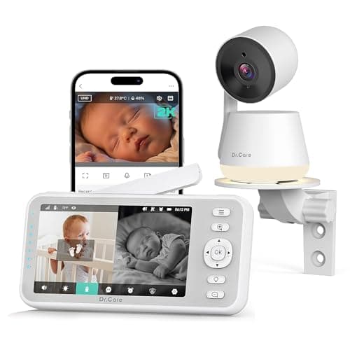 Dr.Care LumiView Smart WiFi Baby Monitor - 5" 1080P FHD & 2K Camera App Control, Privacy Mode, 5000mAh Removable Battery,Cry & Motion Alerts, HD Night Vision, RGB Night Light, Multi-User, 1279ft Range