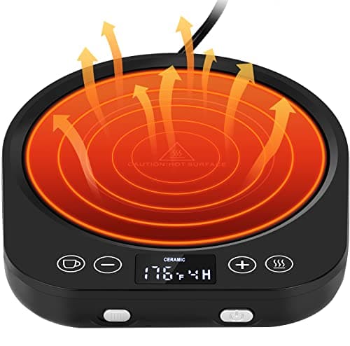PUSEE Candle Mug Warmer Electric, Auto On/Off Gravity-Induction Coffee Warmer with 9 Temp Settings, 1-9 Timer Candle Melter, Beverage Warmer for Home & Office
