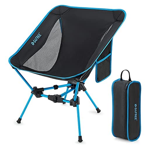 G4Free Folding Camping Chairs, Ultralight Compact Backpacking Folding Chairs Heavy Duty 330lbs with Side Pockets Packable for Outdoor Camp Travel Beach Hiking Blue
