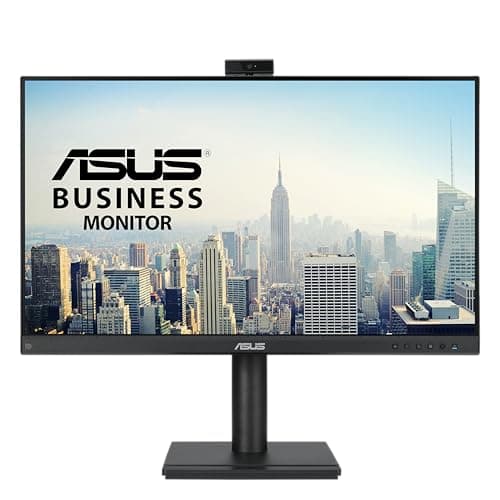 ASUS 24” 1080P Video Conferencing Monitor (BE249QFK) - IPS, 100Hz, Frameless, Full HD Webcam, Mic Array, Speakers, Height Adjustable, Ergonomic Design, Eye Care, Wall Mountable, 3 yr Warranty