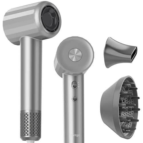 Fentgo Hair Dryer with Diffuser - High-Speed Ionic Low Noise Blow Dryer for Fast Drying, 2 Speeds & 4 Temps Thermo-Control, Lightweight & Quiet Hairdryer for Home & Travel