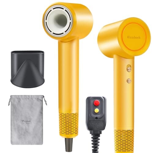 Rizzdeek Low Noise Ionic Hair Dryer, 500M Negative Ions UP 160,000 RPM High Speed Brushless Blow Dryer for Frizz-Free Shine, Fast Drying with Thermo-Control, Lightweight Dryer with Magnetic Nozzle
