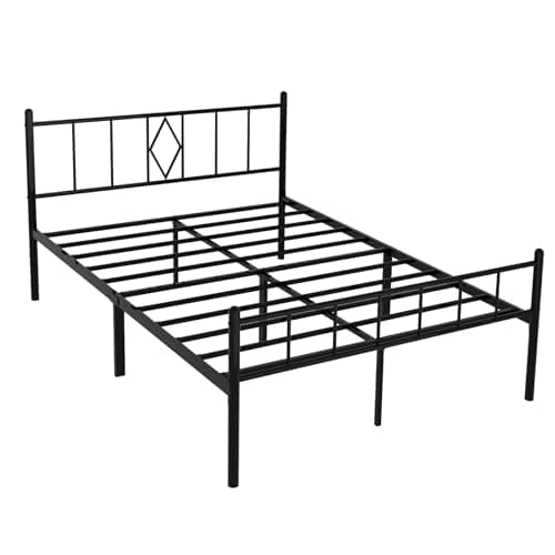 Decorwise 14 Inch Full Size Bed Frames with Headboard/Footboard, Under Bed Storage, Strong Metal Slats Support, No Box Spring Needed, Noise Free, Easy Assembly, Black