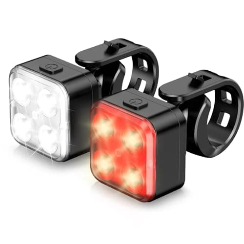Akale Bike Lights Set, Rechargeable Bicycle Lights Front and Rear, 4 Light Mode Options, Bike Headlight, IPX4 Waterproof, Easy to Install for Men Women Road