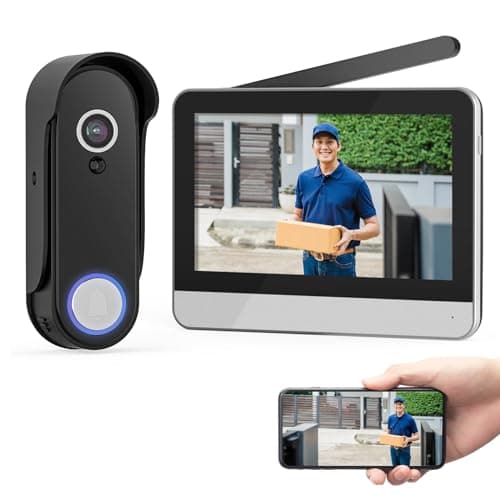 WISDOM VIEW Wireless Video doorbell System, Motion Detection, Video doorbell intercom System with 7" Touchscreen Display, No Monthly Fees, Two-Way intercom System, 1080HD, Supporting Remote Unlocking