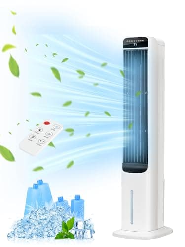 KEGIAN Cooling Fan That Blow Cold Air, Portable Evaporative Air Cooler, Swamp Cooler with 80°Oscillation, 3 Modes, 12H Timer, Remote, Bladeless Tower Fan for Home, Office, and Bedroom (41'')