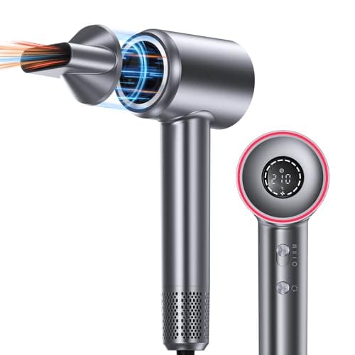 VivaEase Hair Dryer, 1400W Professional High Speed Hairdryer for Fast Drying, 500 Million Negative Ionic Hair Dryer, 3 Speeds and 5 Temps with HD Display, Low Noise Blow Dryer for Home Salon