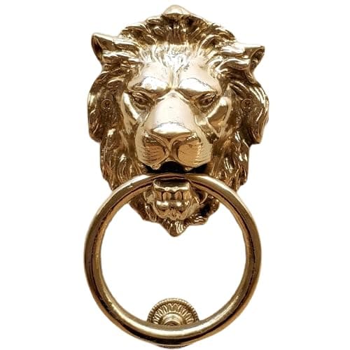 Anatolica Lions Head Door Knocker,7.1 inches,Solid Brass,Regency Period(Polished Brass)