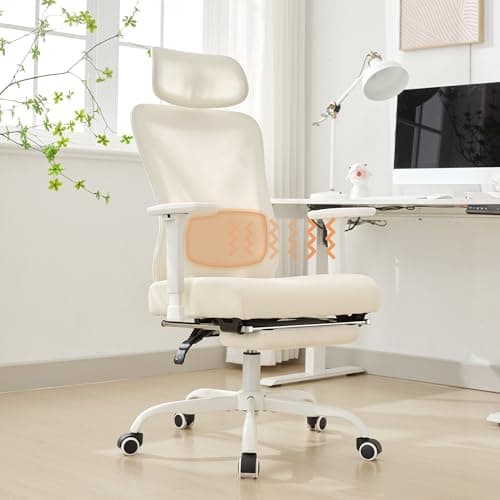 Okeysen Ergonomic Reclining Mesh Chair with Automatic Massage, Adjustable Headrest & Armrests, Footrest for Home, Office & Gaming