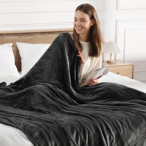 Heated Blankets King Size Electric Blankets 100''X90'', Soft Plush Flannel with Dual Controllers, 5 Heating Level & 10 Hour Auto Off, ETL Certified & Machine Washable, Gifts for Grandma(Charcoal Grey)