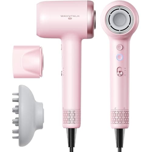 Hair Dryer, Wavytalk Turblow Pro Fast Drying Blow Dryer with Diffuser, High Speed Hair Dryer with 110,000 RPM, Pro Negative Ions for Reduces Damage, Frizz Smoothing, 3 Speeds & 3 Temps, Pink