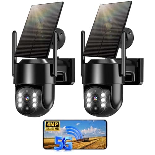 Seeborder Solar Security Cameras Wireless Outdoor, 5G/2.4G Solar WiFi Cameras for Home Security, Solar Powered Outside Camera Wireless,Human Detection, Color Night Vision, 2-Way Talk (black02)