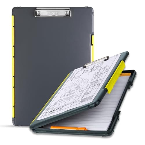 Dexas Legal Size XL Slimcase 2 Storage Clipboard, Gray with Yellow Clip, 15.5" x 10.5"