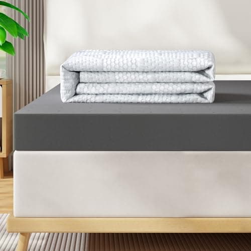 VISCOFLEX Extra Firm Mattress Topper 3 inch Full Size, High Density Firm Foam Bed Topper for Back Pain & Extra Weight Individuals, Back Pain Relief - Charcoal Infusion, CertiPUR-US Certified